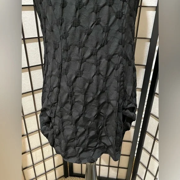 Niche Black Textured TUNIC DRESS, COWL NECK, TUCK HEMLINE, MADE IN USA, SIZE M - Picture 8 of 14
